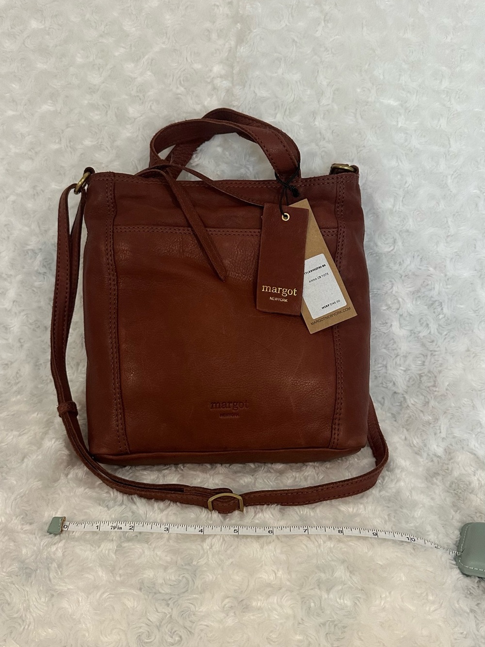 (NWT) Margot Brown Buttery Leather Crossbody Tote